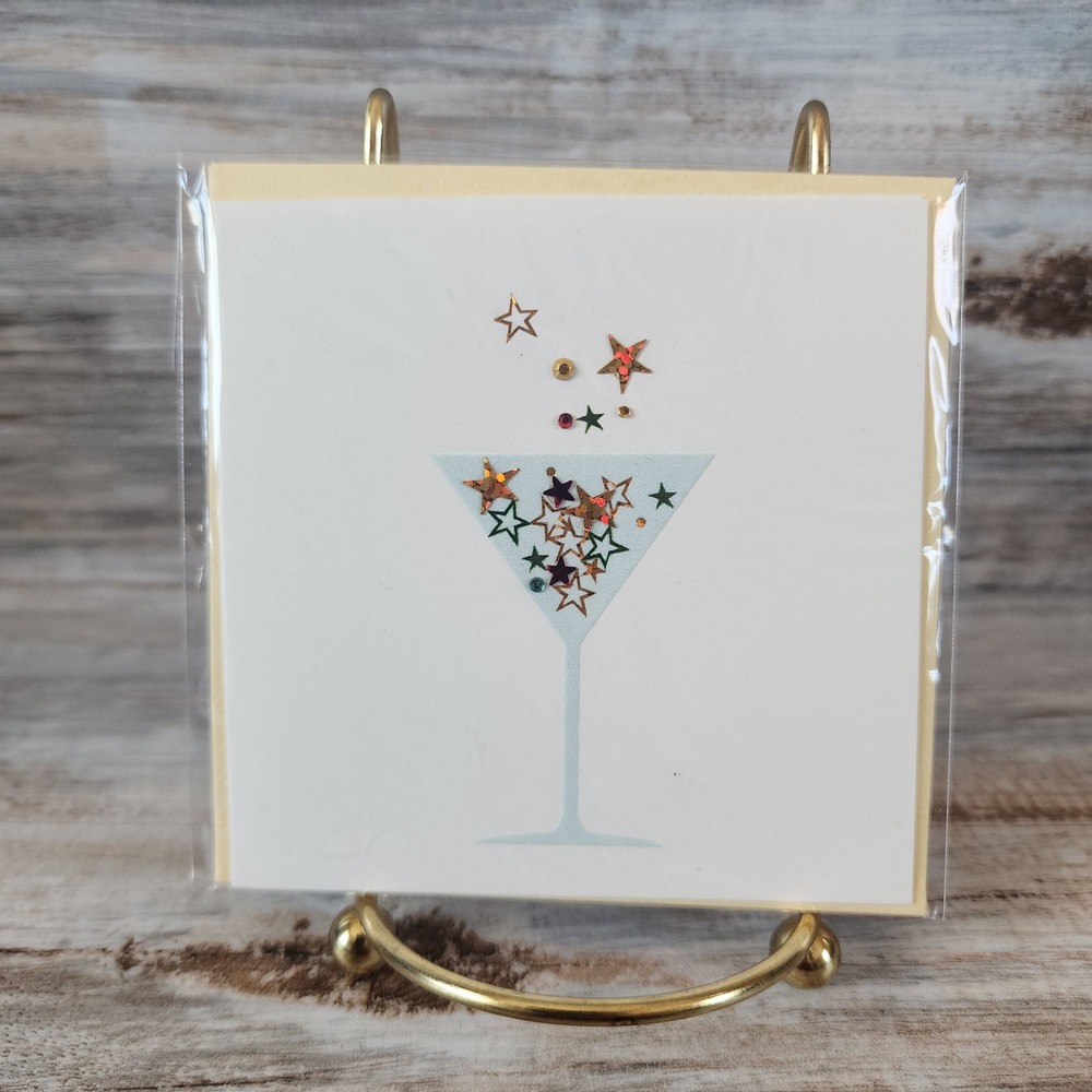 Papyrus Martini Glass Star Gemstone Blank Greeting Card 419359 Cream Envelope